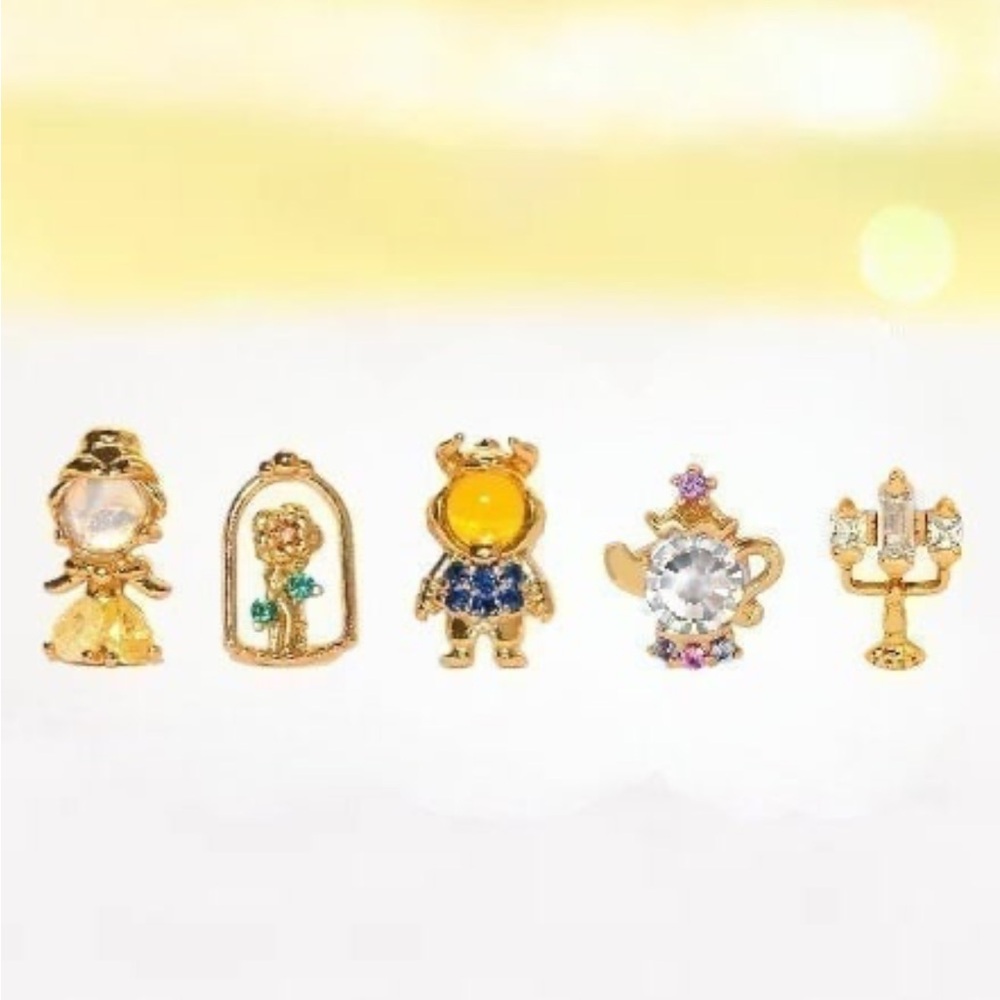 Disney Princess Earrings Ear Mini Stud Set | Mix and Match 5 Piece- Belle